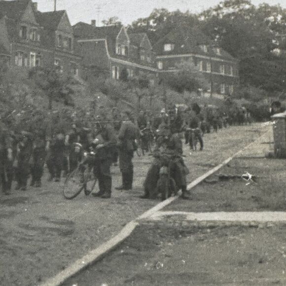 RPPC Military Soldiers Marching In Bangladesh WWI? Real Photo Postcard Cycles - Picture 3 of 5